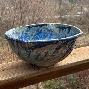 Handcrafted Blue and Green Ceramic Bowl